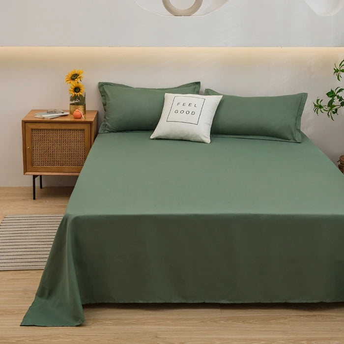 1 pc Bed Flat Sheet for Double Bed Plain Solid Color Top Sheets Single/Queen/King Flat Bedsheets Soft Home Bed Linen Sheets