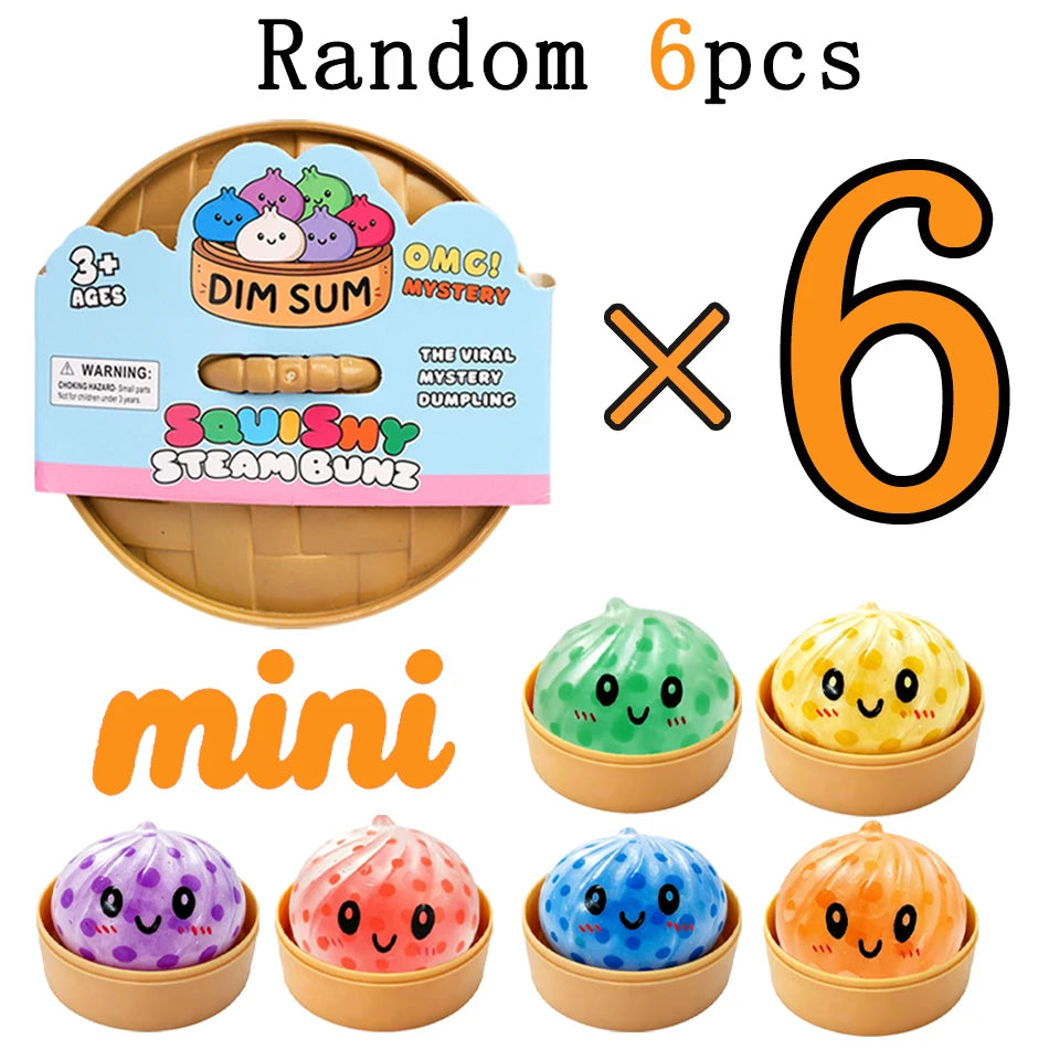 Blind Box Colorful Glitter Dumpling Glitter Dumpling Squishy with Box Mini Dumplings Sensory Squeeze Toy for Stress Relief