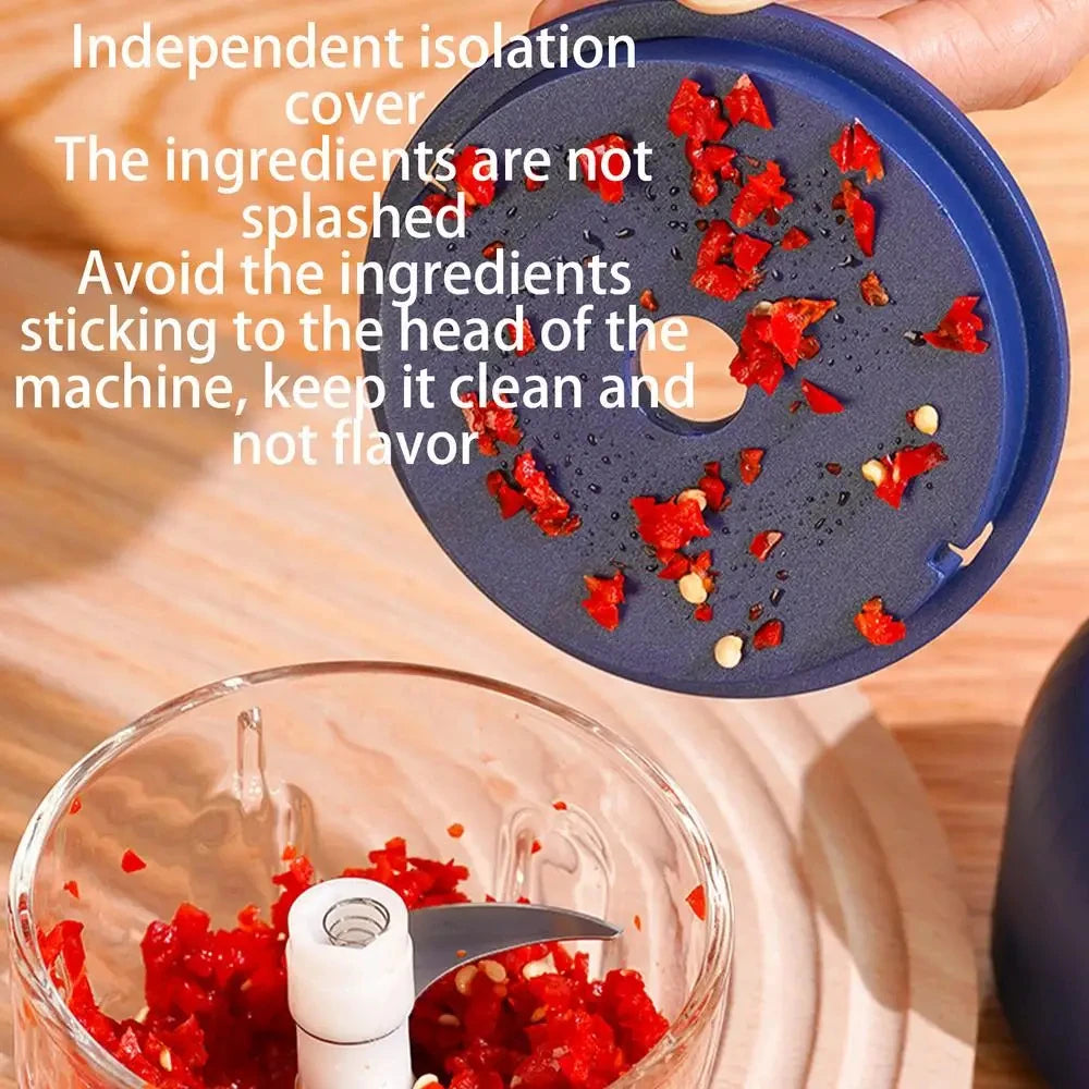 1 set of garlic puree machine 260ml wireless rechargeable electric vegetable chopper garlic grinder kitchen tool food mixer