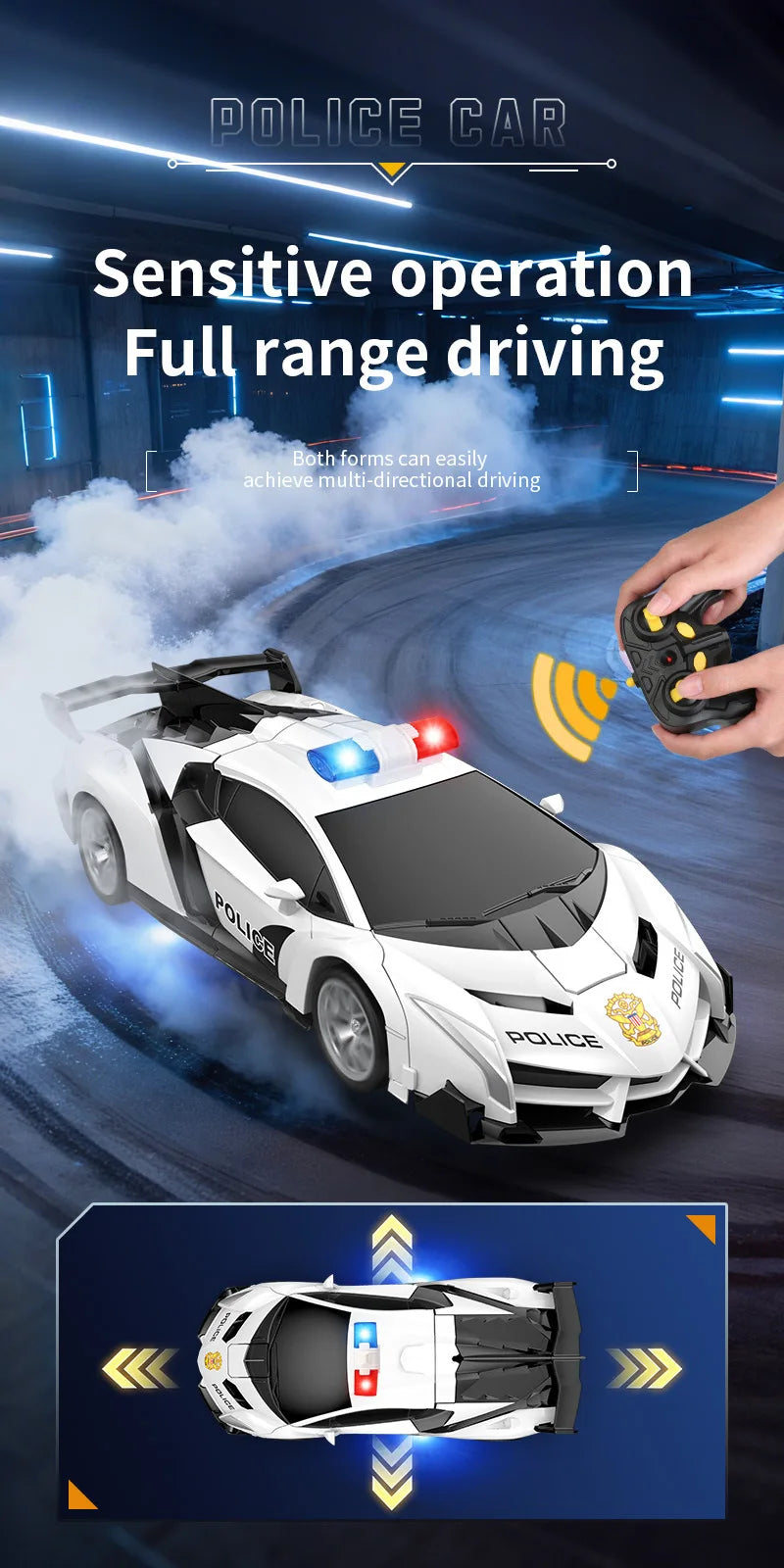 MESIONDY 1:18 Scale RC Car One Button Transform 360 Spin LED Lights 2.4GHz USB Rechargeable for 8-12 Yrs