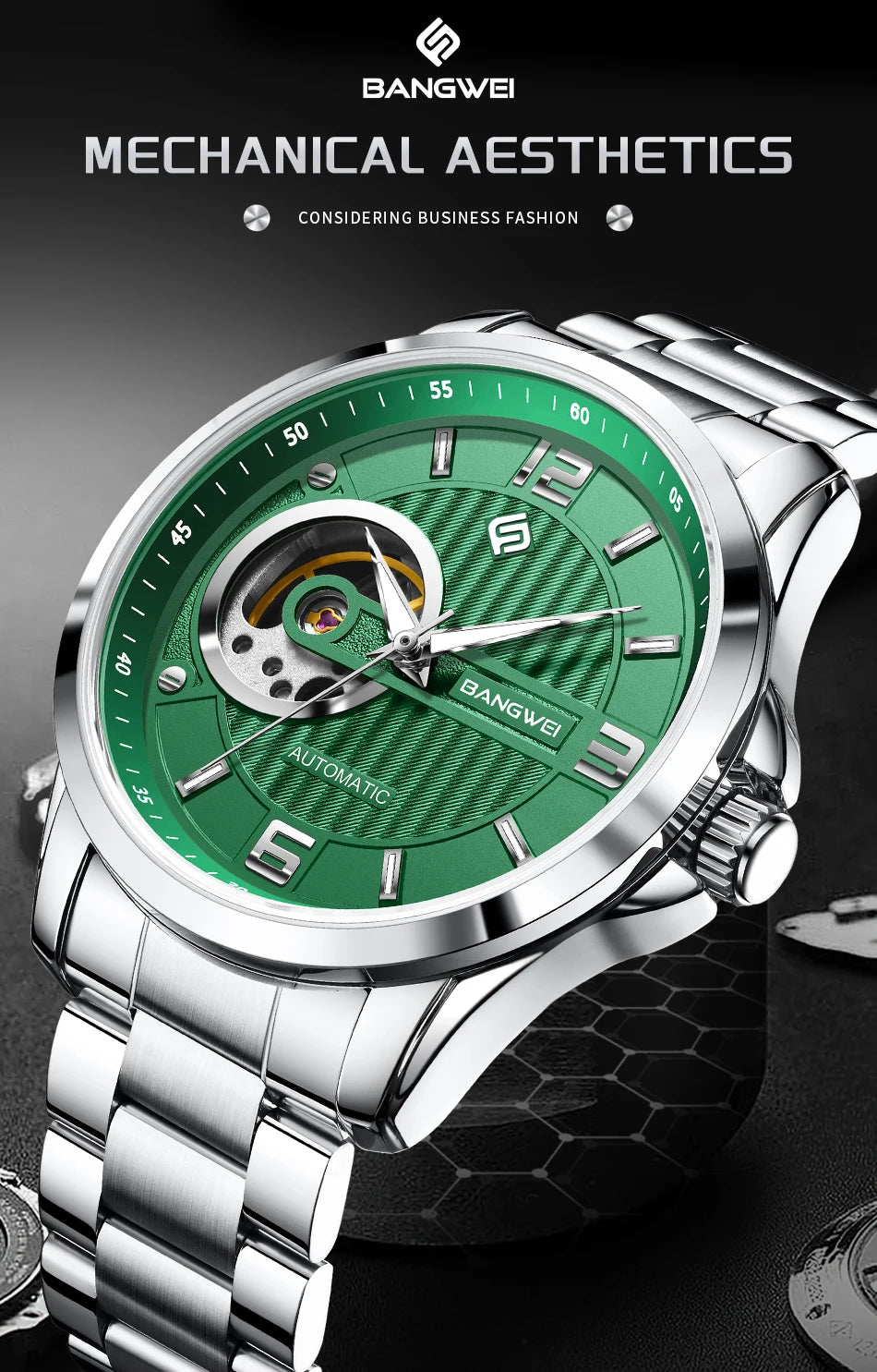 LIGE Fashion Luxury Mechanical Wristwatches Business Automatic Movement Hollow Waterproof Classic Casual Man Watch Reloj Hombre