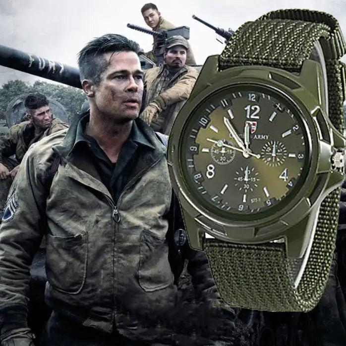 Men  Quartz Watch Nylon Watches Canvas Strap Casual Sports Wristwatch
