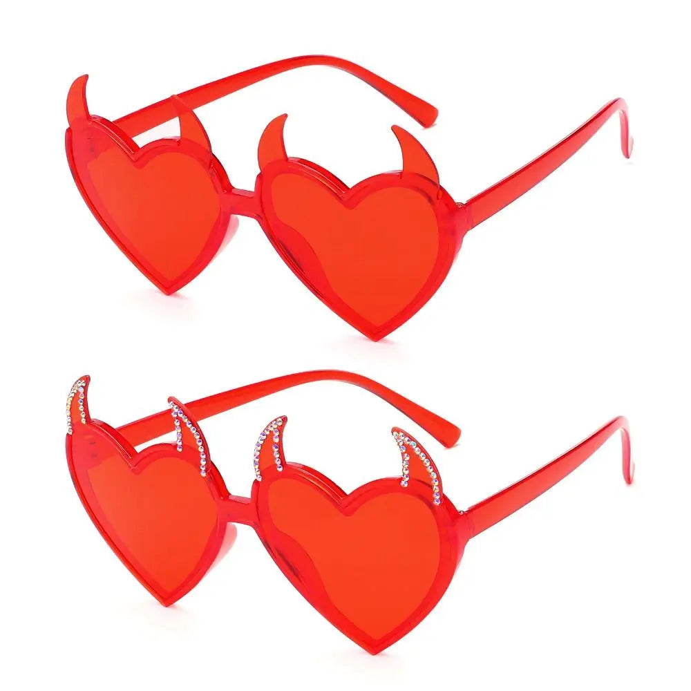 Rock Horn Sun Glasses Devil Ear Heart Shape UV Protection Sunglasses Cosplay Glasses Halloween Decoration for Halloween Party