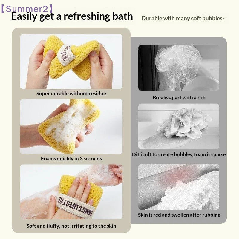 Ultra Soft Bath Sponge With Non-Slip Cotton Strap Rich Foaming Body Scrubber Multi-use Shower Exfoliating Body Cleansing Tool{S}