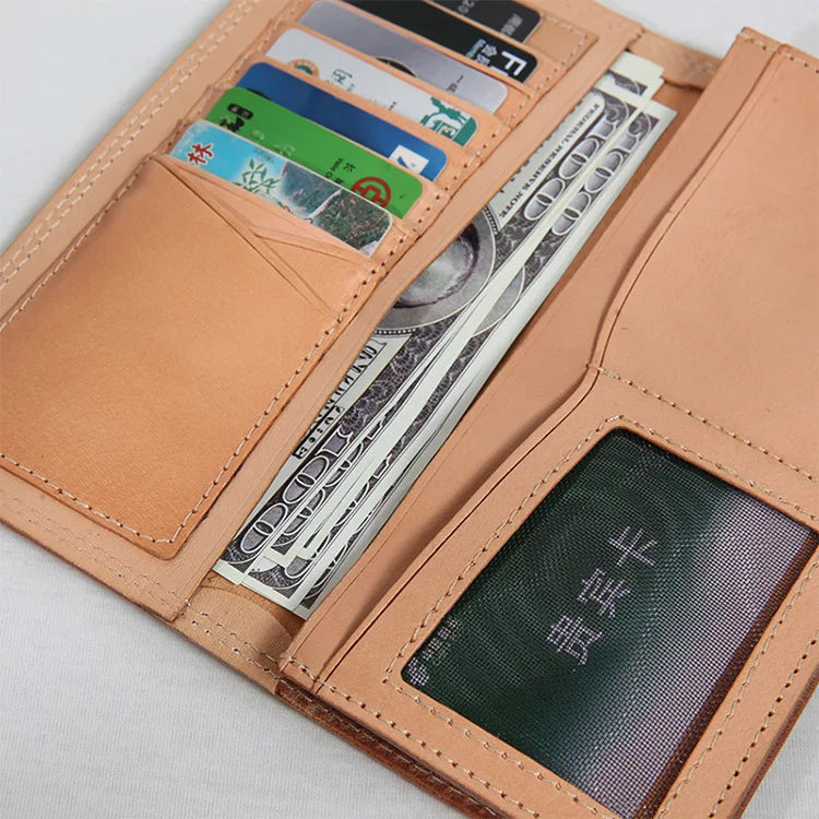 Ultra-Thin Leather Wallet for Men Simple Design Single Fold RFID Genuine Leather Coin Purse Long Wallet Casual Daily Use