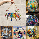 2D Acrylic Flat Printing Birds Flowers Animal Pendant Home Tree Window Hanging Decor Gift Car Backpack Pet Wind Chime Ornament