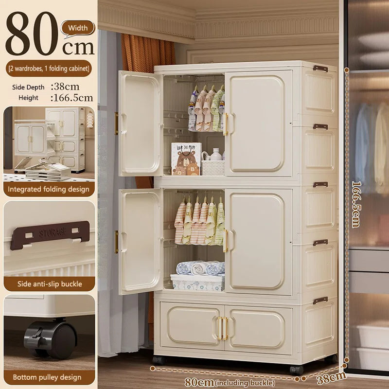 No-Install Foldable Baby Storage Cabinet – Large Capacity Multilayer Wardrobe & Toy Organizer, Portable for Living Room & Bedroo