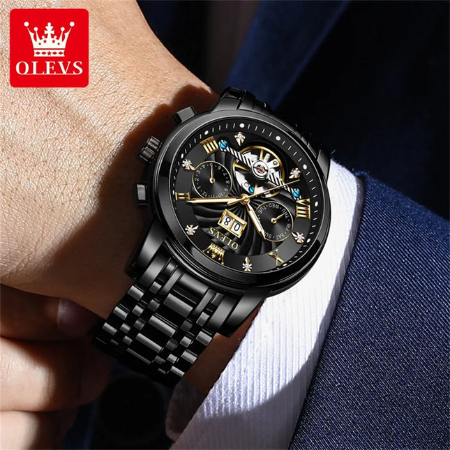 OLEVS Classic Men's Watches Tourbillon Multi-function Full Automatic