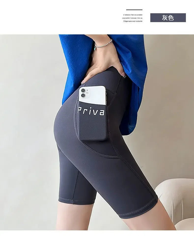 Ladies Yoga Shorts High Waist Tight Fitness 2-in-1 Workout Streetwear Casual Gym Running Activewear Comfy Shorts