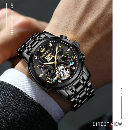 OLEVS Classic Men's Watches Tourbillon Multi-function Full Automatic
