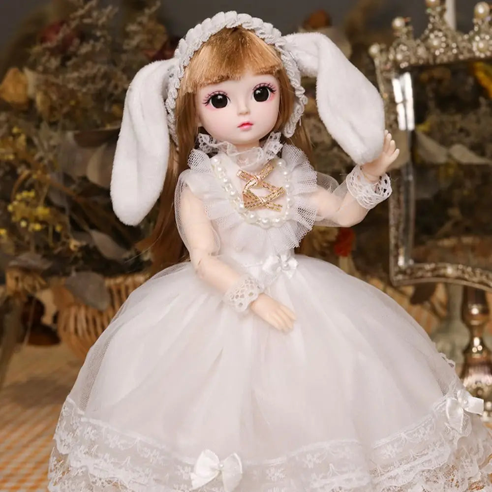 Plastic 30CM Movable Joint Doll Cute Princess Toy Safety Girl Dress Up Toys 3D Makeup Doll With Music Children