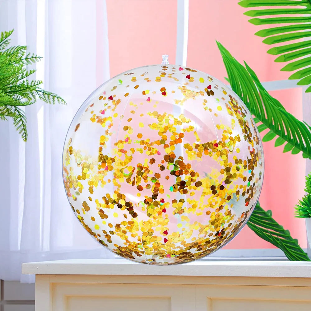 1pc 10.6 inch Inflatable Glitter Beach Ball Seaside Water Toys And Pool Party Gifts Carnival Prizes Water Game Toys