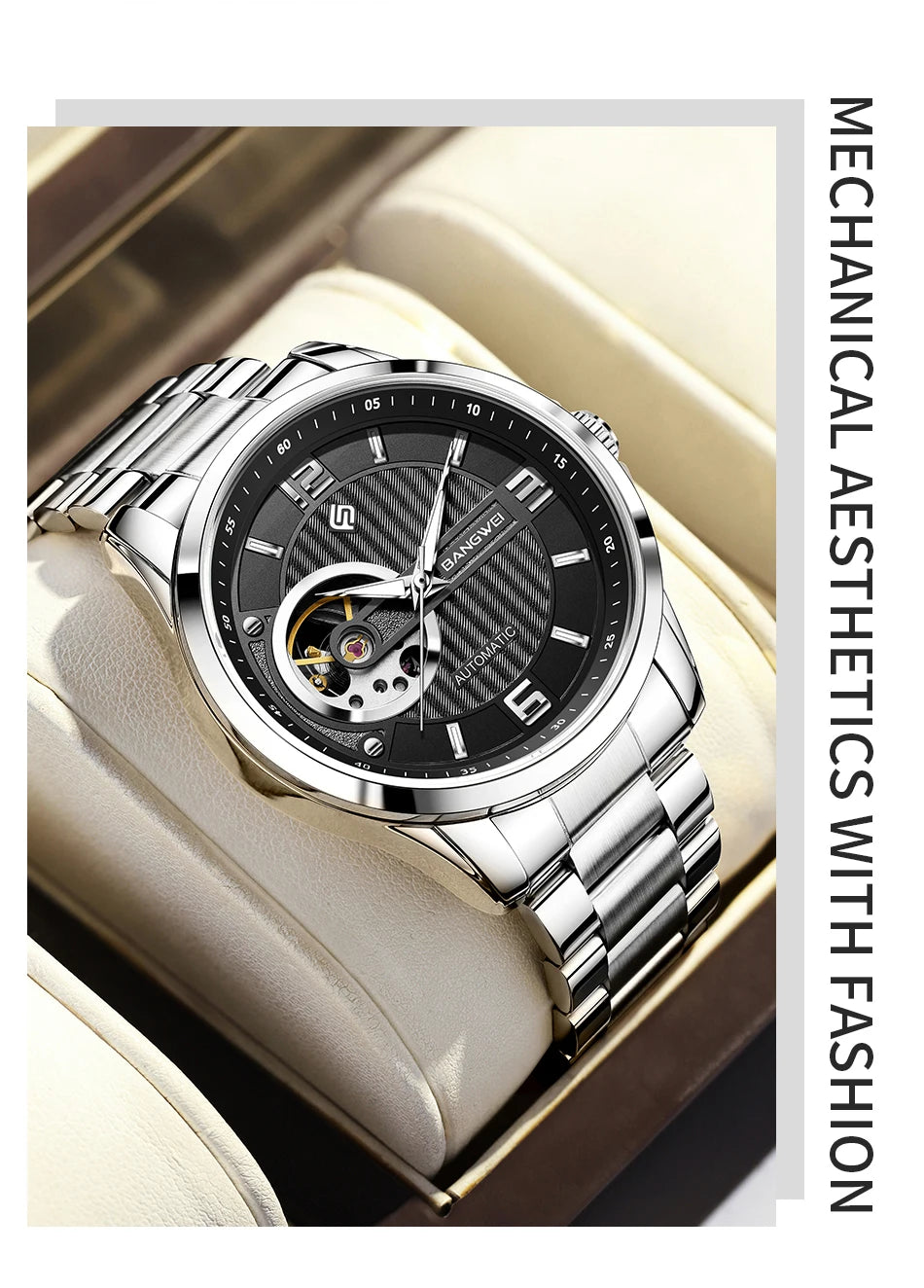LIGE Fashion Luxury Mechanical Wristwatches Business Automatic Movement Hollow Waterproof Classic Casual Man Watch Reloj Hombre