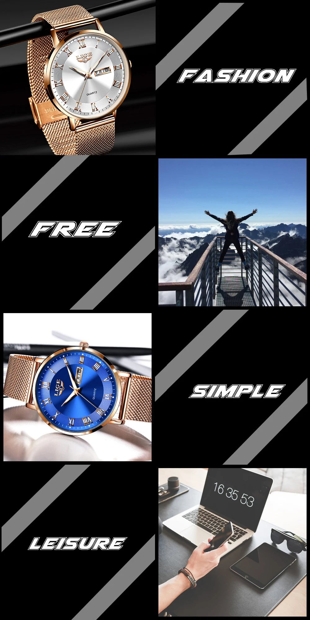 LIGE New Creative Ladies Watches Fashion Waterproof Quartz Watch For Women Casual Sport Bracelet Watch Female Relogio Feminino