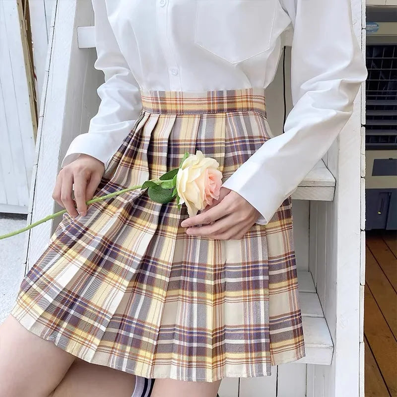 ZOKI Plaid Women Pleated Skirt Bow Knot Summer High Waist Preppy Girls Dance Mini Skirt Cute A Line Harajuku Sexy Japan Faldas