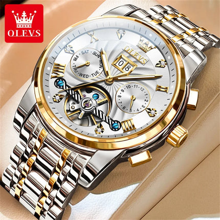 OLEVS Classic Men's Watches Tourbillon Multi-function Full Automatic