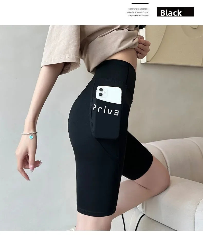 Ladies Yoga Shorts High Waist Tight Fitness 2-in-1 Workout Streetwear Casual Gym Running Activewear Comfy Shorts