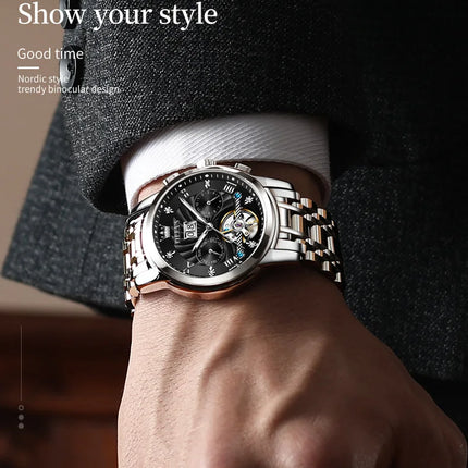 OLEVS Classic Men's Watches Tourbillon Multi-function Full Automatic