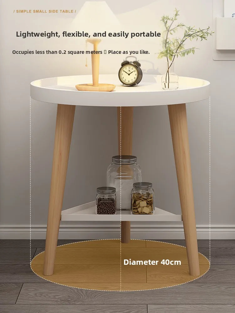 Small round table small apartment bedside table bedroom coffee table rack