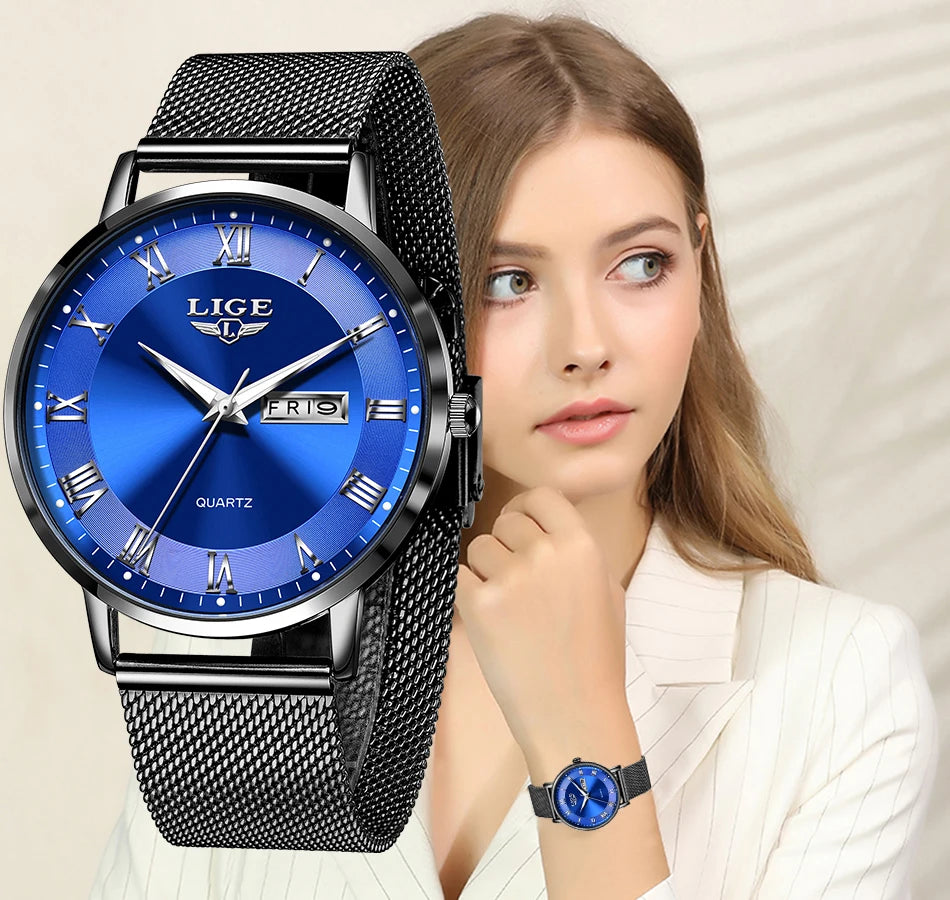 LIGE New Creative Ladies Watches Fashion Waterproof Quartz Watch For Women Casual Sport Bracelet Watch Female Relogio Feminino