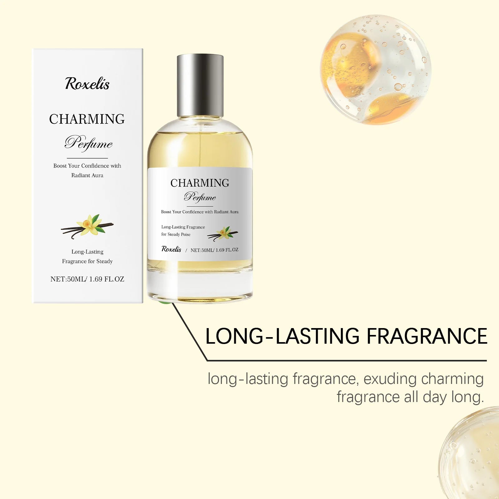 Roxelis Charming Women Perfume Amber Vanilla Fresh Floral Scent Suitable for All Occasions Long Lasting EDT 50ml