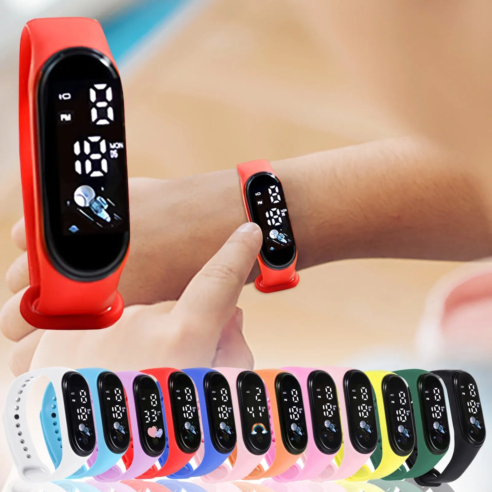 Children'S Smart Sports Watch Outdoor Electronic Fitness Smart Silicone Bracelet Children'S Waterproof Multifunctional Watch