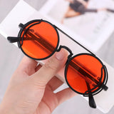 Fashion UV400 Protection Double Spring Temples Round Sunglasses Men's Eyewear Steampunk Sunglasses Sun Glasses