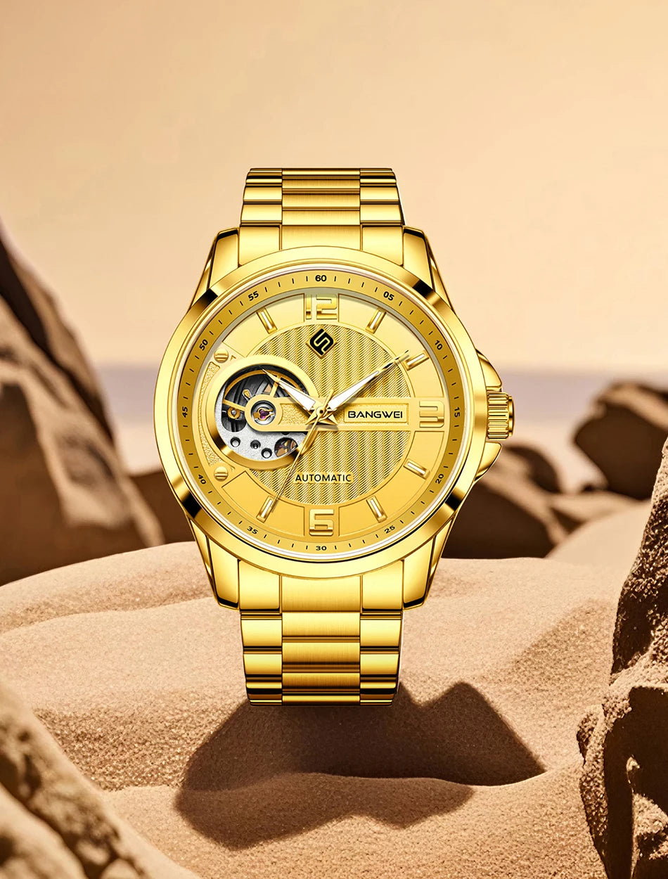 LIGE Fashion Luxury Mechanical Wristwatches Business Automatic Movement Hollow Waterproof Classic Casual Man Watch Reloj Hombre