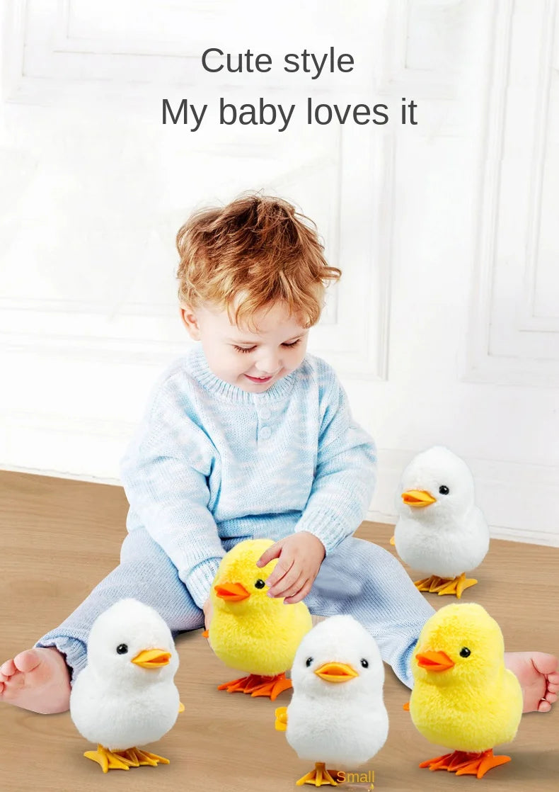 Little Duck Wind Up Toys Yellow Jumping Chick Cute Plush Simulation Educational Walking Chicken Interesting Toy For Kids