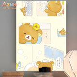 AZNM Rilakkuma Chairoikoguma Cute Bear Canvas Wall Print Unframed Pastel Kawaii Nursery Decor Poster