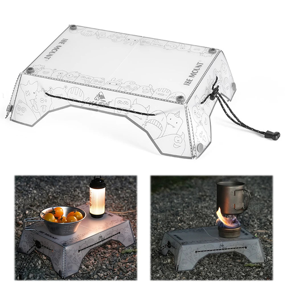 Small Backpacking Table Ultralight Outdoor Fishing Furniture Portable Mini Dining Table Multifunctional for BBQ Picnic