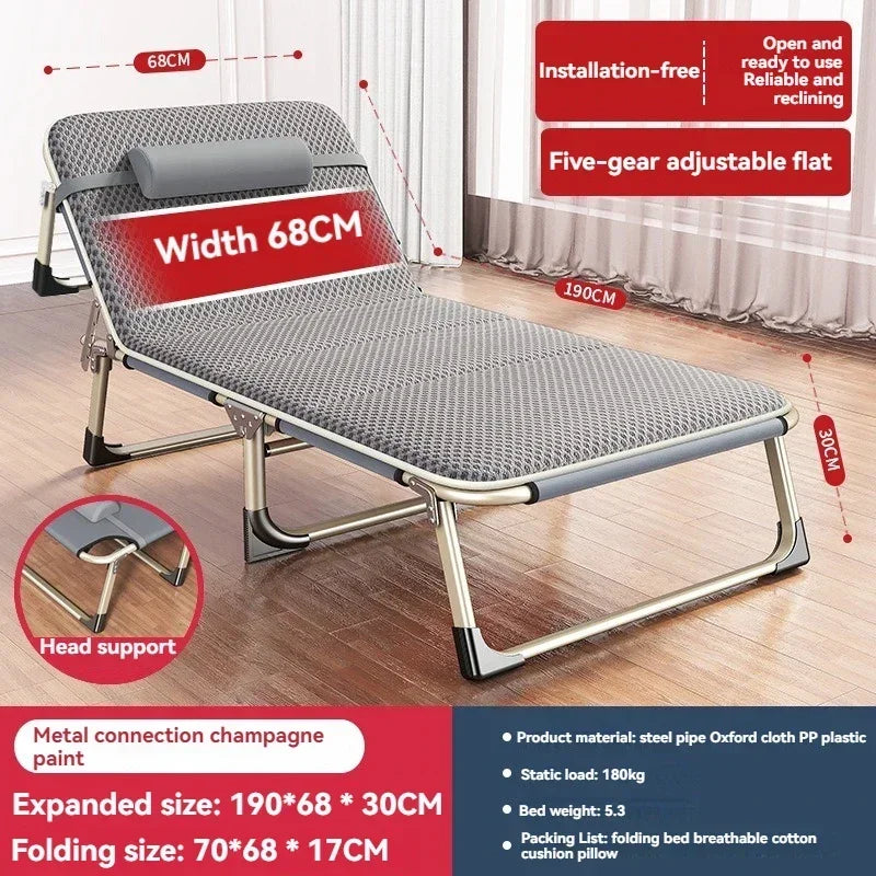 Household Goods Lounge Chair, Outdoor Camping, Simple Folding Bed,  Single Bed, Office Nap, Nap Bed, Marching Bed