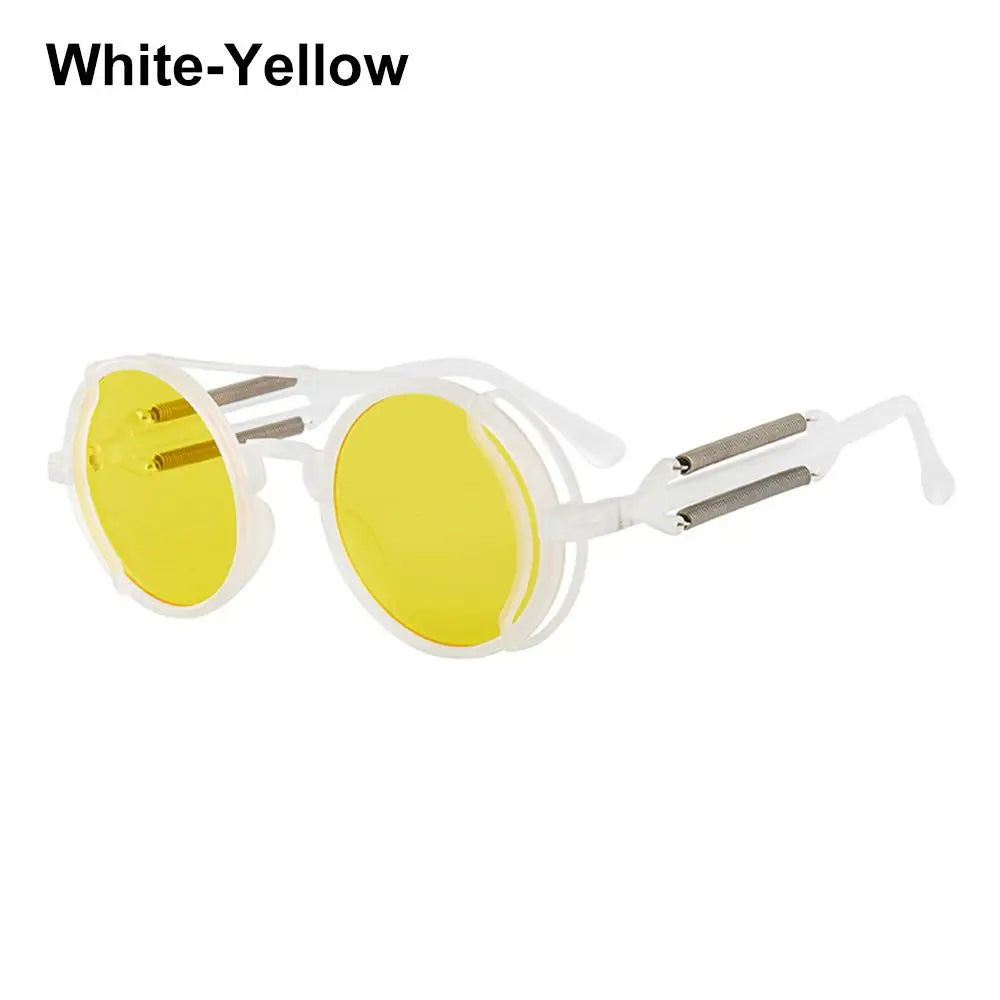 Fashion UV400 Protection Double Spring Temples Round Sunglasses Men's Eyewear Steampunk Sunglasses Sun Glasses