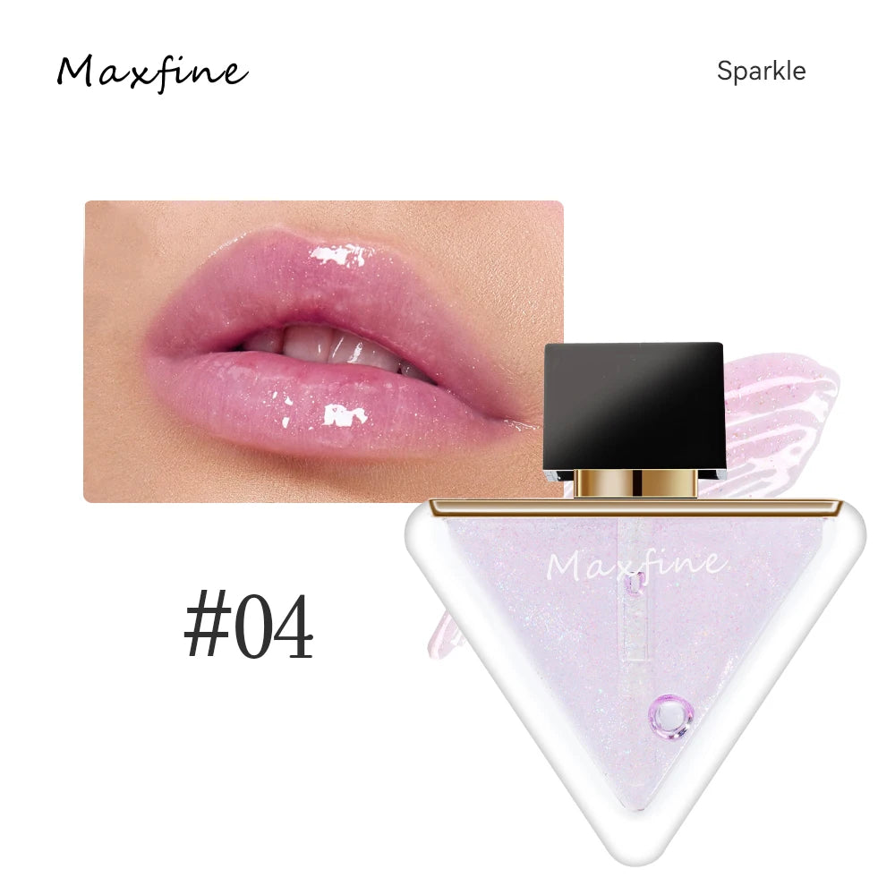 4-color moisturizing lip triangle oil, moisturizing transparent lip oil, natural lip enhancement lip gloss.