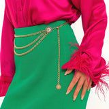 New Fashion Multi-layer Chain Belt For Women Fashion Gold Silver Color Metal High Waist Body Chain Dress Lady Tassel Belt