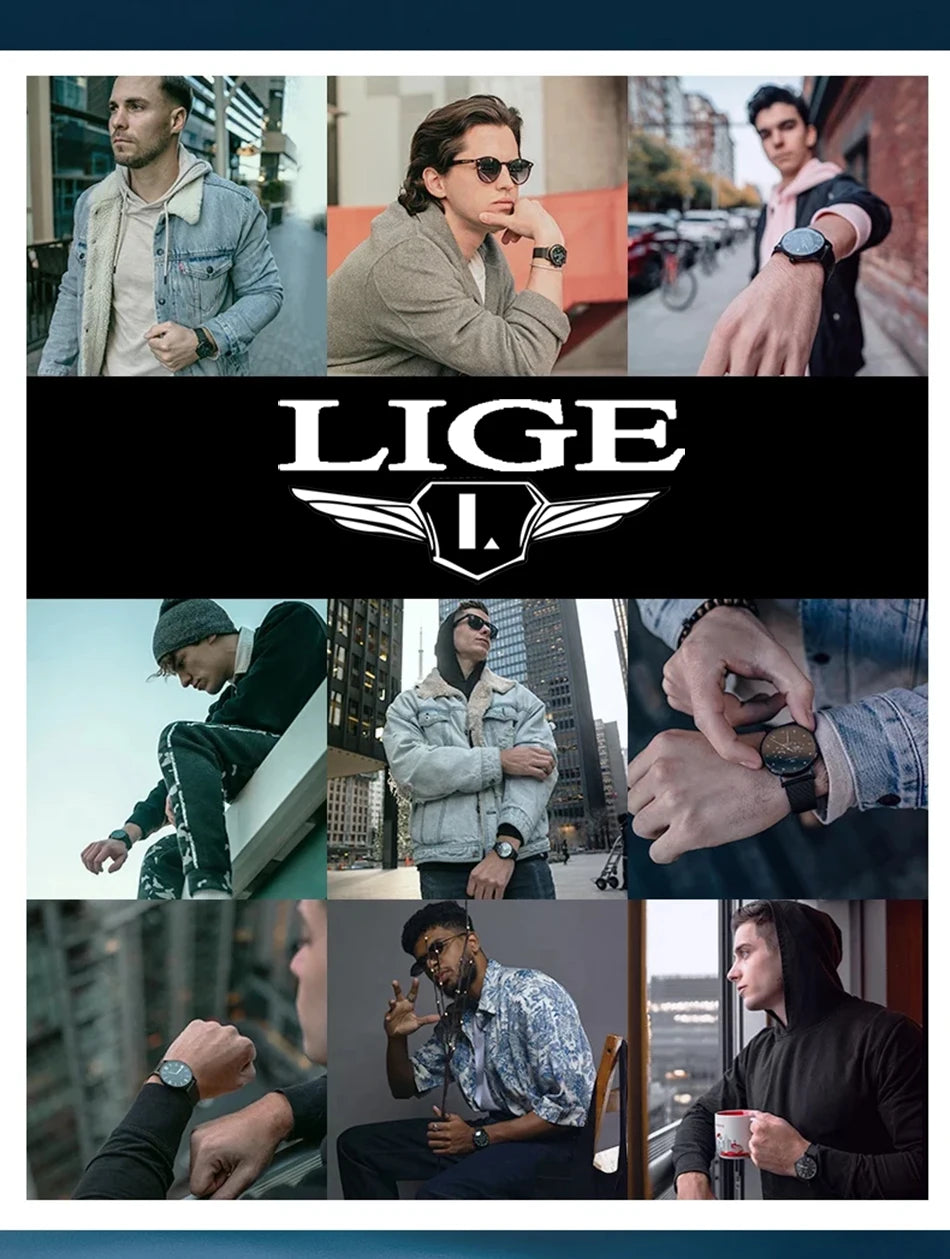 LIGE Fashion Luxury Mechanical Wristwatches Business Automatic Movement Hollow Waterproof Classic Casual Man Watch Reloj Hombre