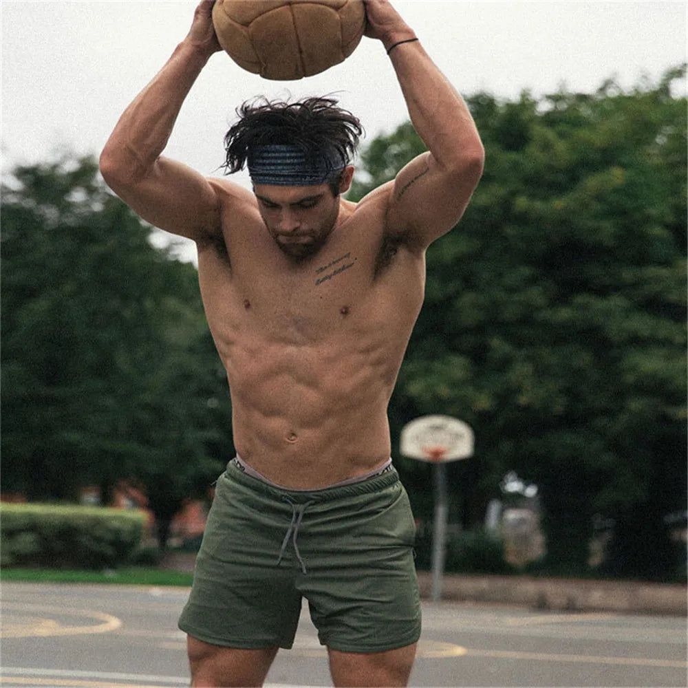 2 in 1 Compression Shorts for Men Gym Workout Running Shorts with Phone Pockets Athletic Quick Dry Activewear Training Jogging