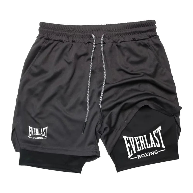 Men's Compression Gym Short Sports Pants Double Layered Quick Drying Running Muscle Fitness Athletic Multi-functional Activewear