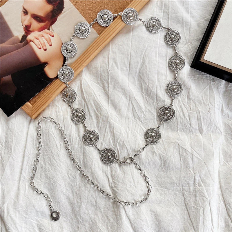 Retro Versatile Ethnic Style Metal Bohemian Waist Chain Belt For Women Fashion Sweater Chain Waist Seal Body Decor Accessories
