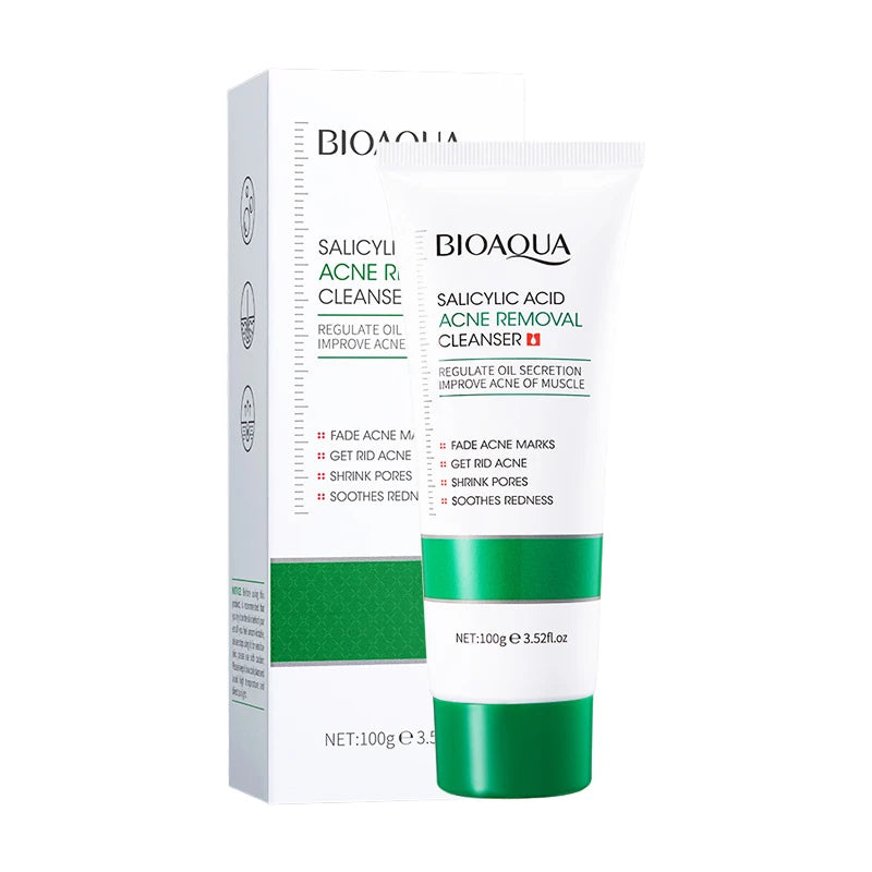 1/2pcs BIOAQUA Salicylic Acid Facial Cleanser Acne Treatment Moisturizing Oil Control Face Wash Foam Face Cleanser Skin Care