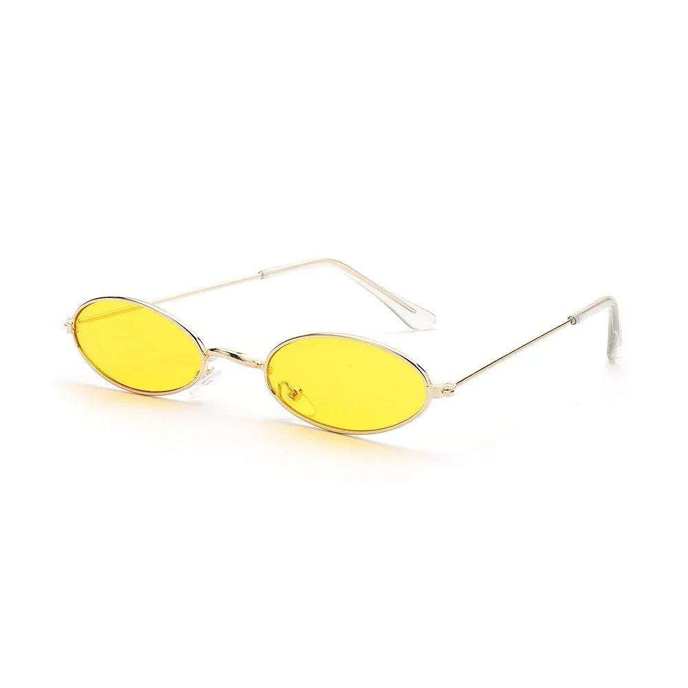Retro Fashion Designer Sunglasses for Women Men Vintage Small Oval Shades Black Red Metal Sun Glasses Trendy Streetwear Eyewear