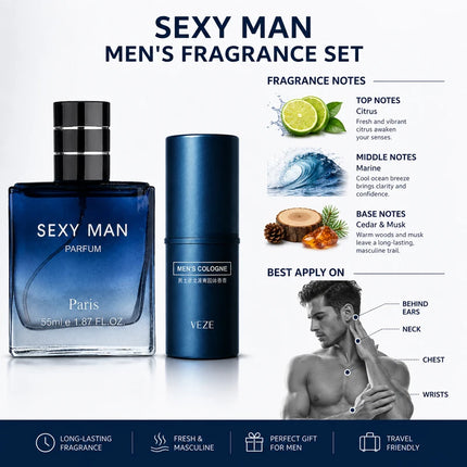 Luxury Men's Fragrance Gift Set – Long Lasting Woody Scent
