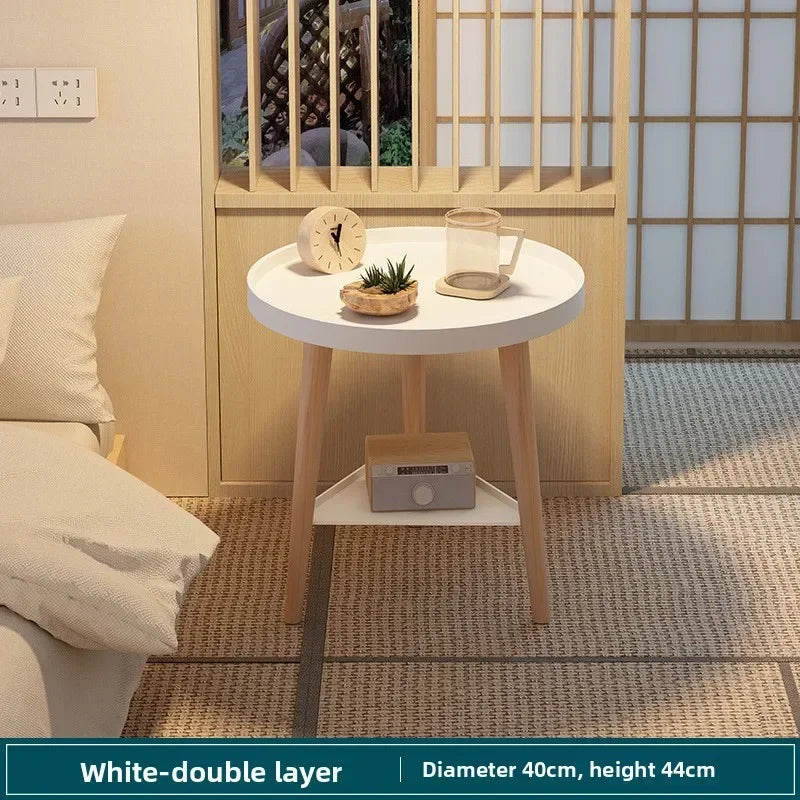Small round table small apartment bedside table bedroom coffee table rack