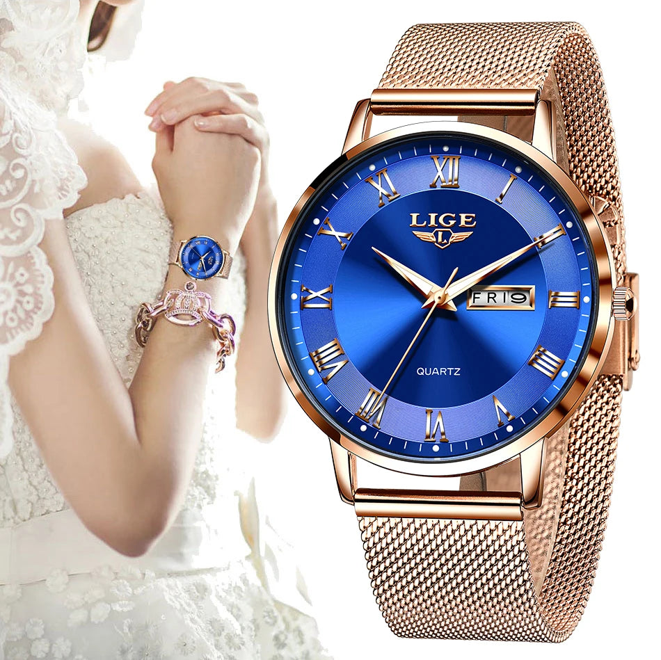 LIGE New Creative Ladies Watches Fashion Waterproof Quartz Watch For Women Casual Sport Bracelet Watch Female Relogio Feminino