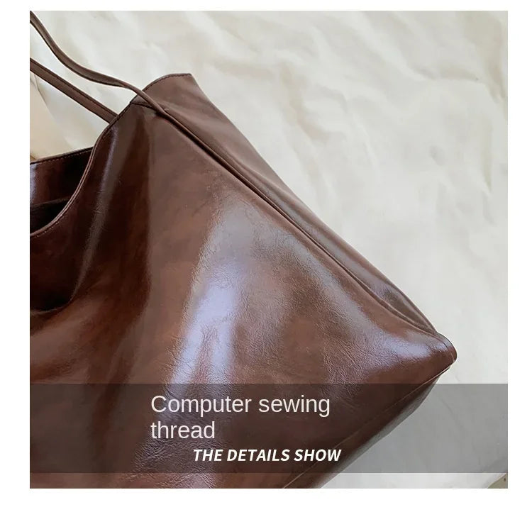 Women Tote Bags Fashion Underarm Pouch Large Capacity Soft Pu Shoulder Bag Retro Crossbody Bag Casual Portable Bucket Bag