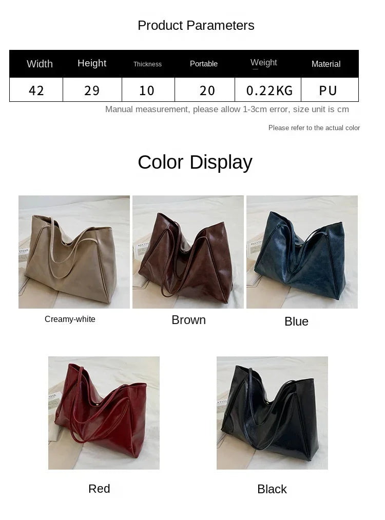 Women Tote Bags Fashion Underarm Pouch Large Capacity Soft Pu Shoulder Bag Retro Crossbody Bag Casual Portable Bucket Bag