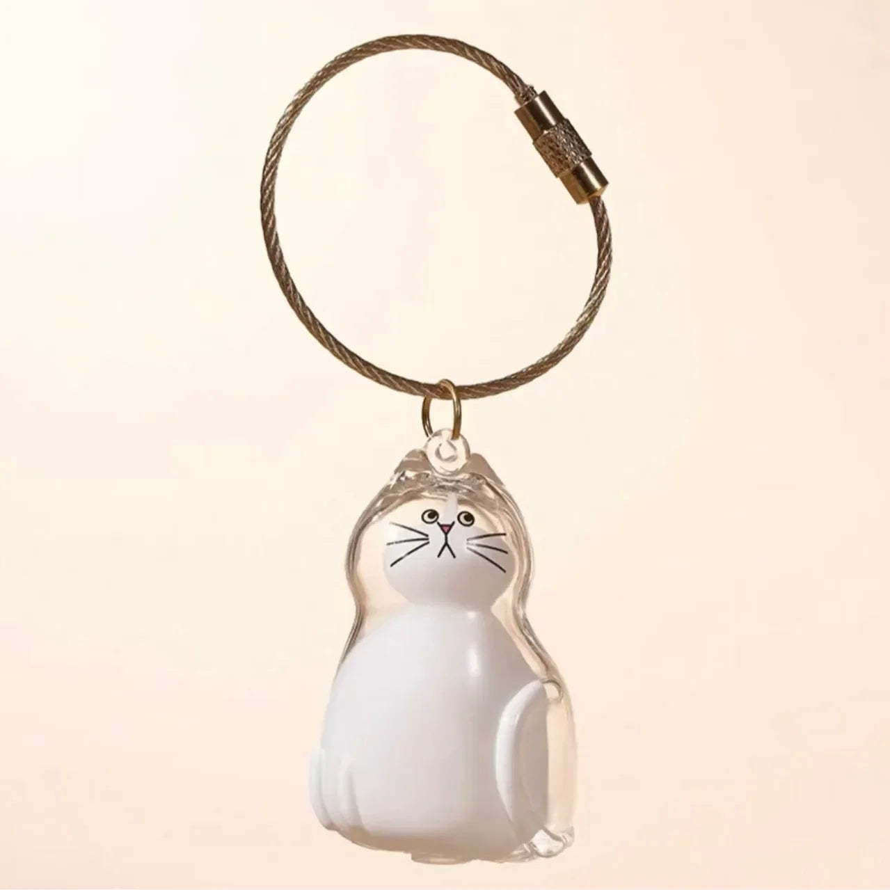 Creative Cat Hair Storage Capsule Transparent Cute Cat/Dog Charm Resin Pendant With Key Ring for Pet Lover DIY Memorial Keychain