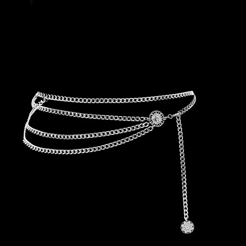 Retro Versatile Ethnic Style Metal Bohemian Waist Chain Belt For Women Fashion Sweater Chain Waist Seal Body Decor Accessories