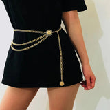 New Fashion Multi-layer Chain Belt For Women Fashion Gold Silver Color Metal High Waist Body Chain Dress Lady Tassel Belt