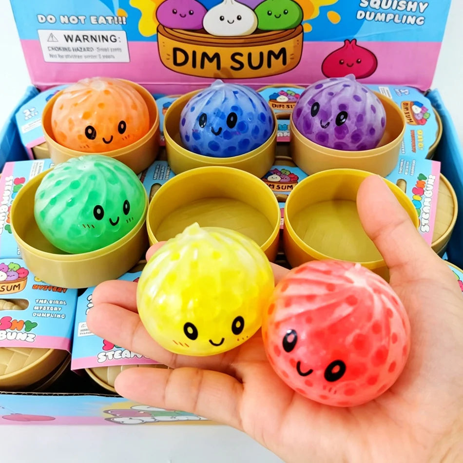 Blind Box Colorful Glitter Dumpling Glitter Dumpling Squishy with Box Mini Dumplings Sensory Squeeze Toy for Stress Relief